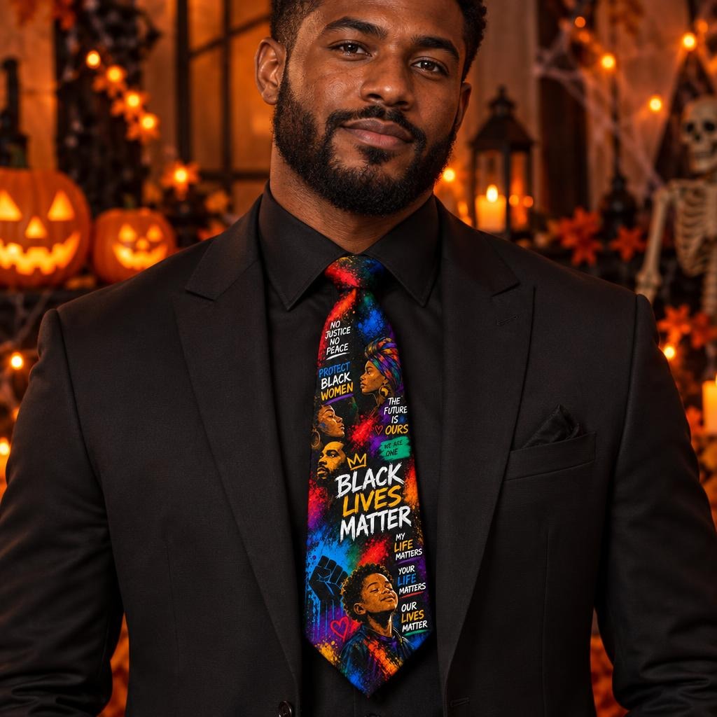 Black Lives Matter Unity Collage All Over Men's Neck Tie
