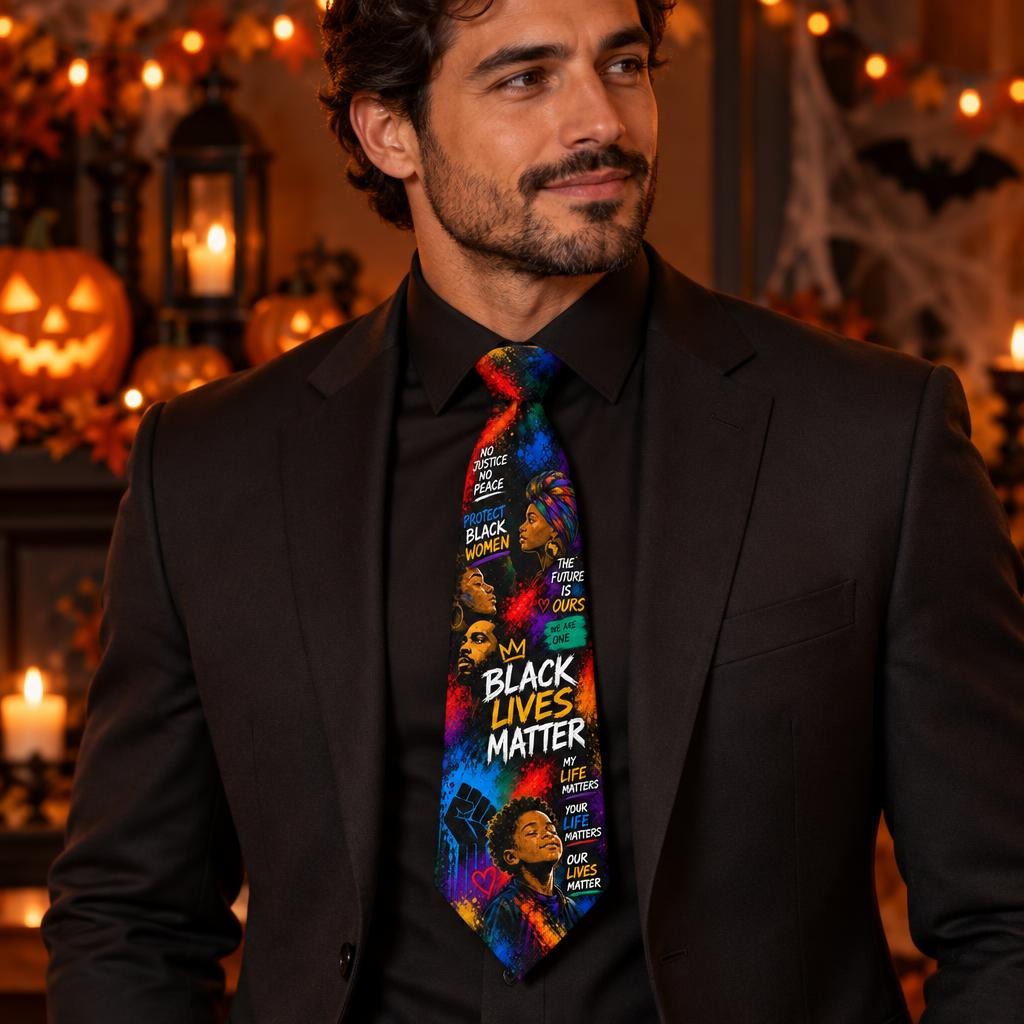 Black Lives Matter Unity Collage All Over Men's Neck Tie