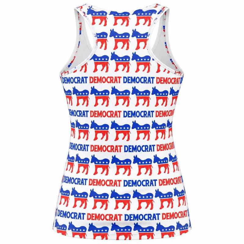 Democratic Donkey Pattern All Over Women's Racerback Tank Top Women's Tank Tops Old Glory