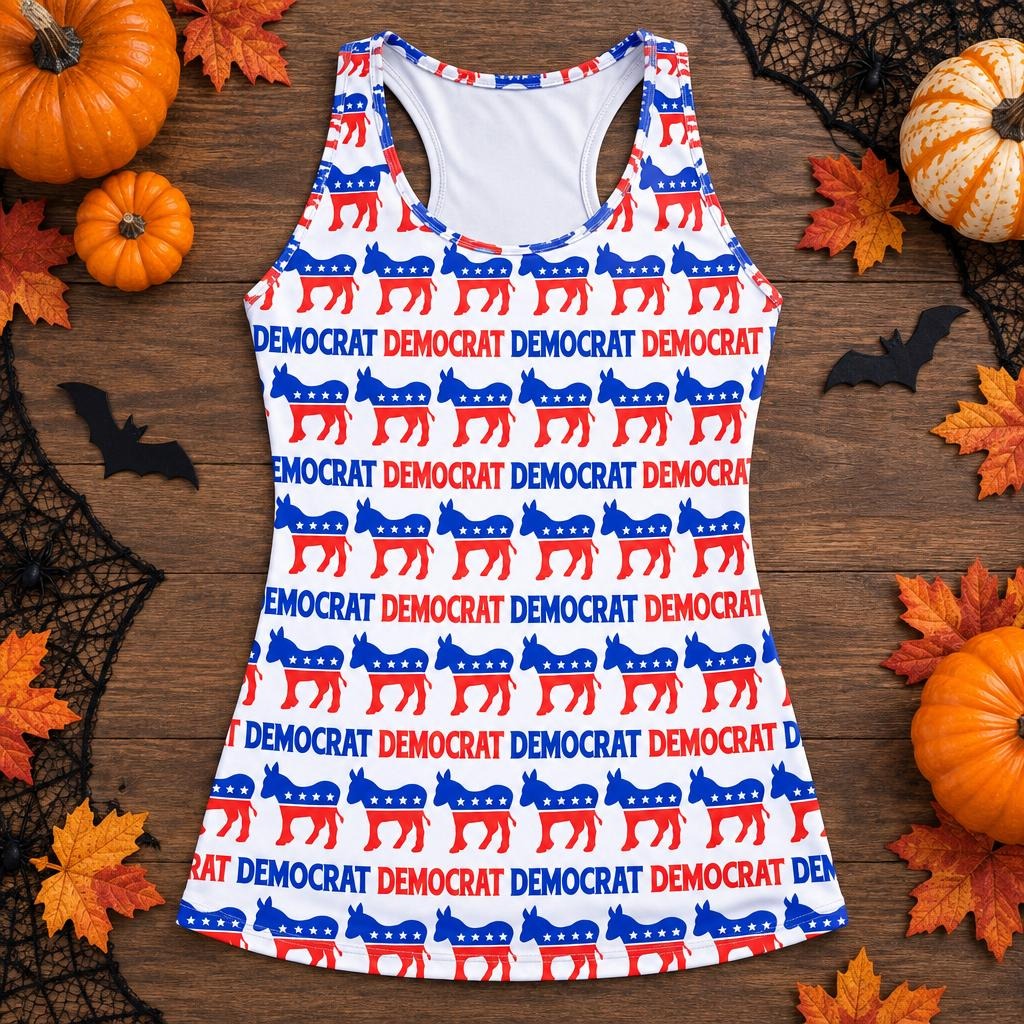 Democratic Donkey Pattern All Over Women's Racerback Tank Top