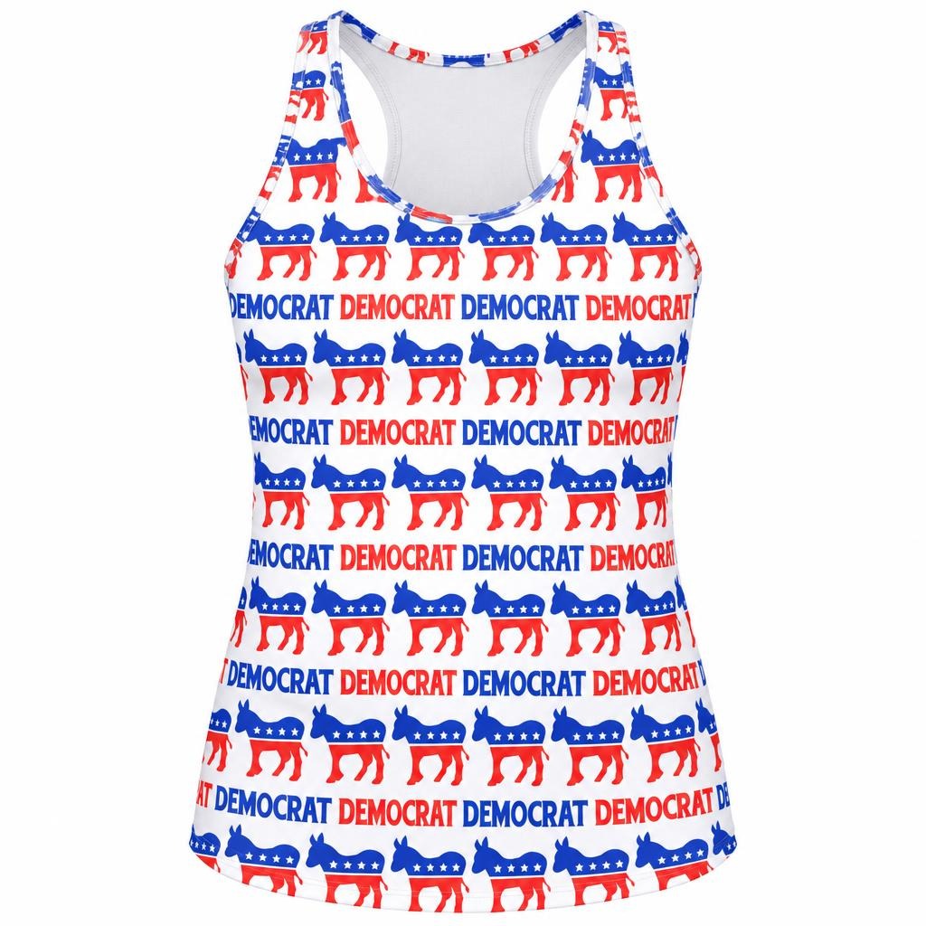 Democratic Donkey Pattern All Over Women's Racerback Tank Top