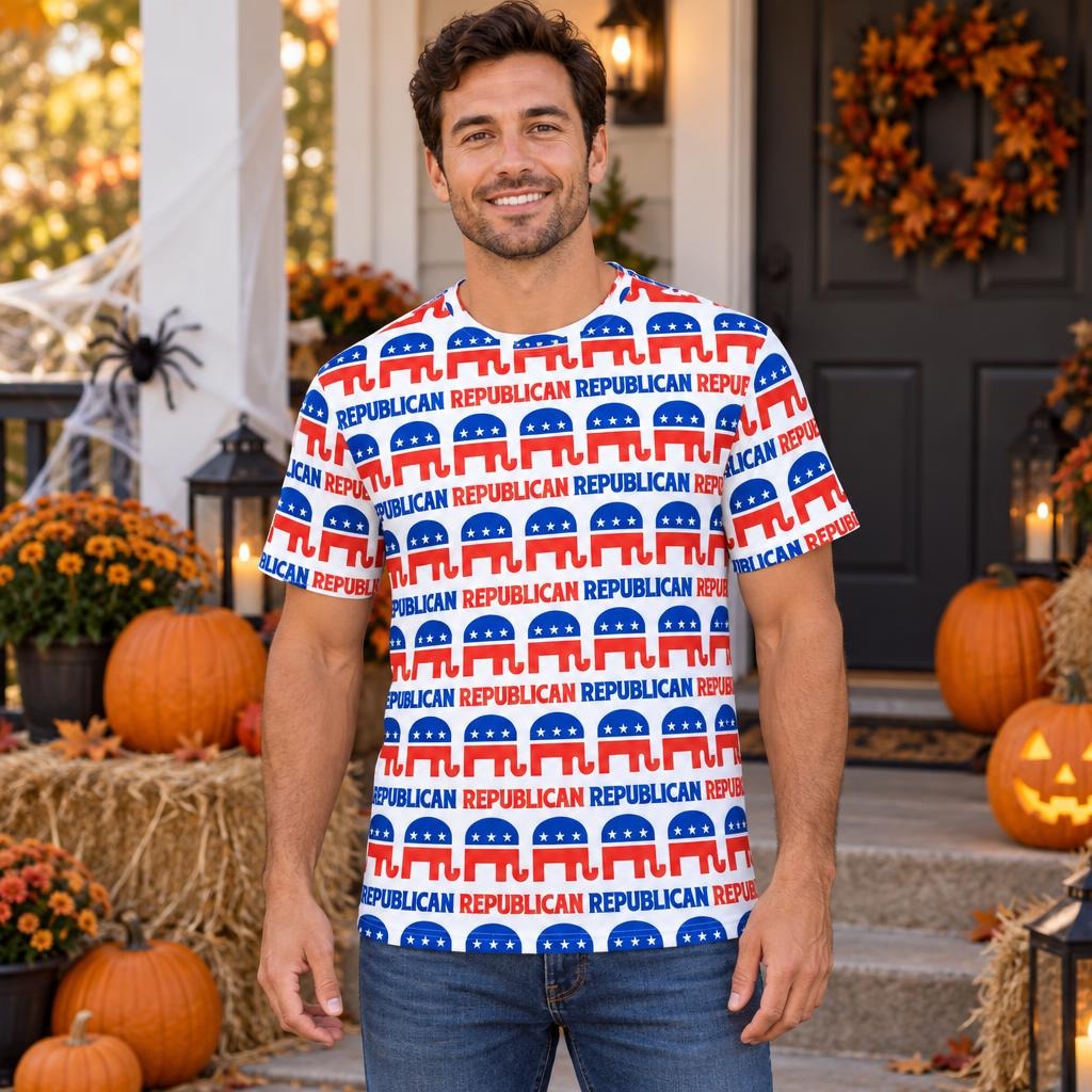 Republican Elephant Pattern All Over Men's T-Shirt