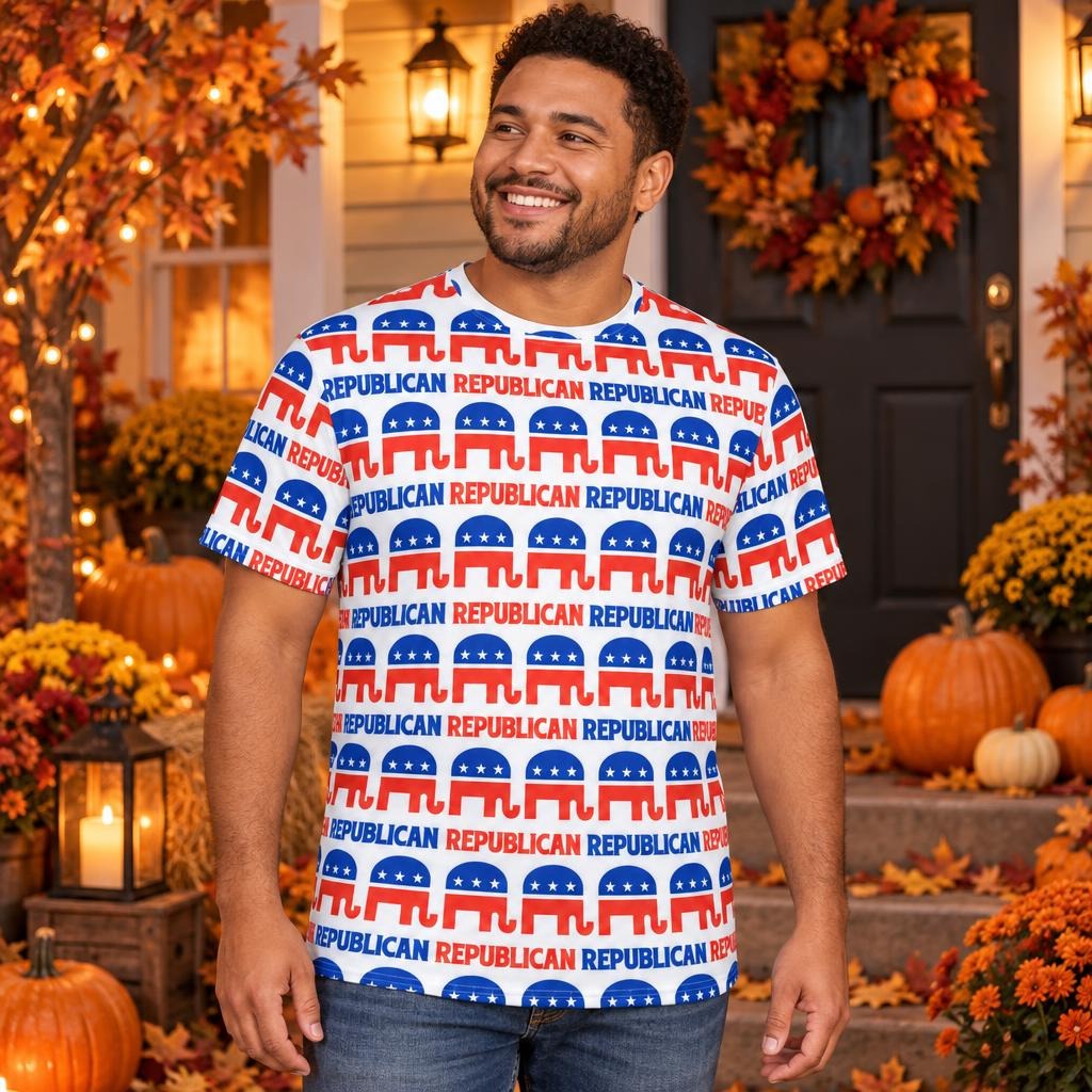 Republican Elephant Pattern All Over Men's T-Shirt