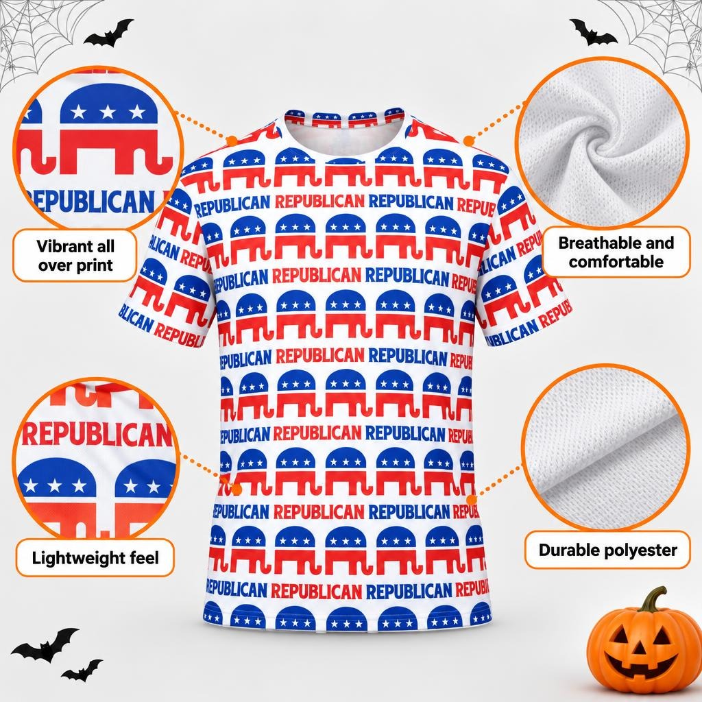 Republican Elephant Pattern All Over Men's T-Shirt
