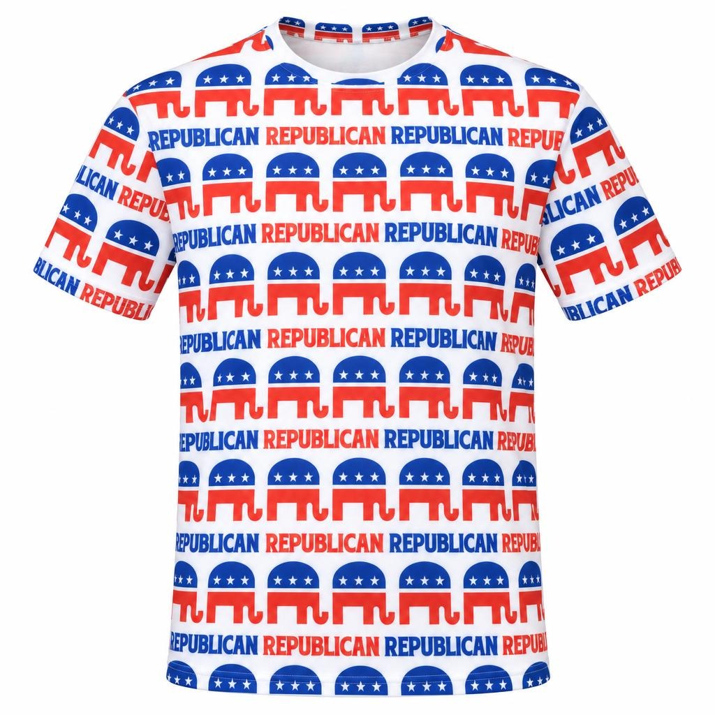 Republican Elephant Pattern All Over Men's T-Shirt