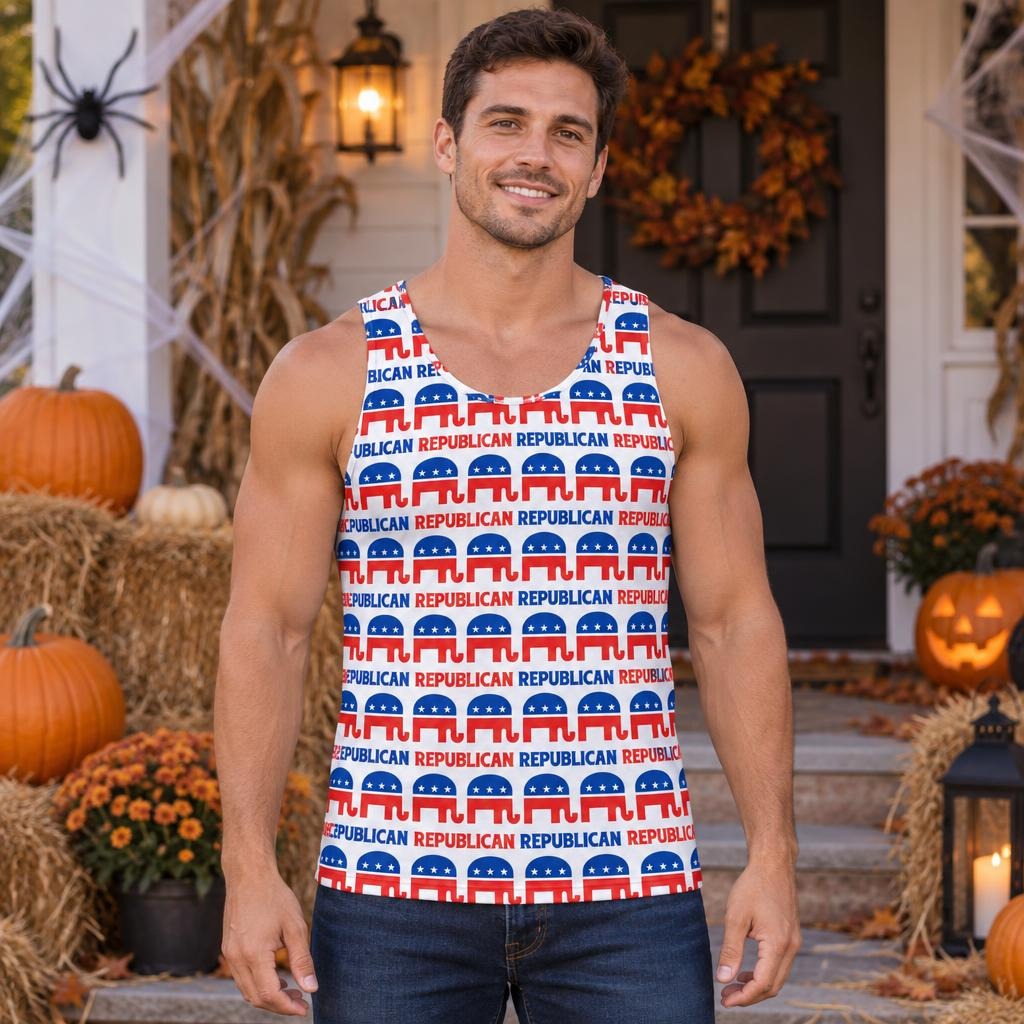Republican Elephant Pattern All Over Men's Tank Top