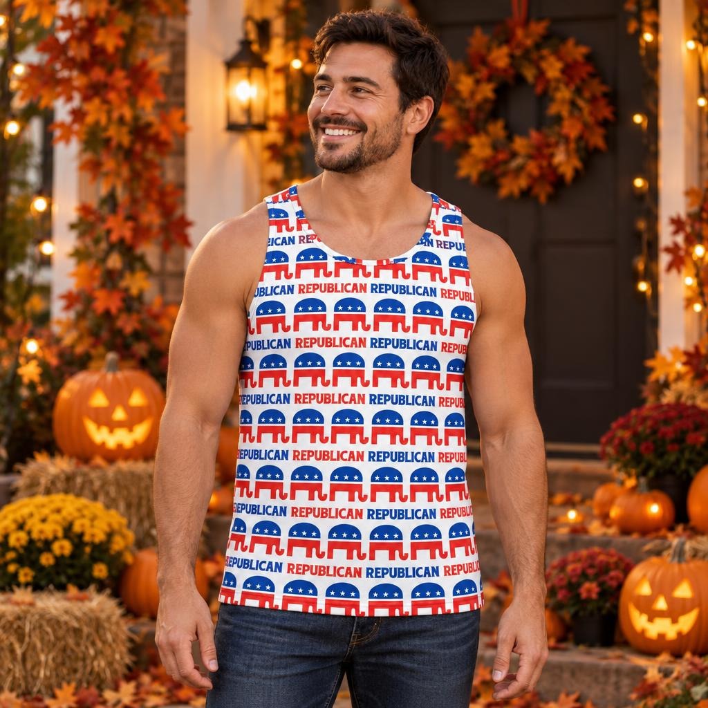 Republican Elephant Pattern All Over Men's Tank Top
