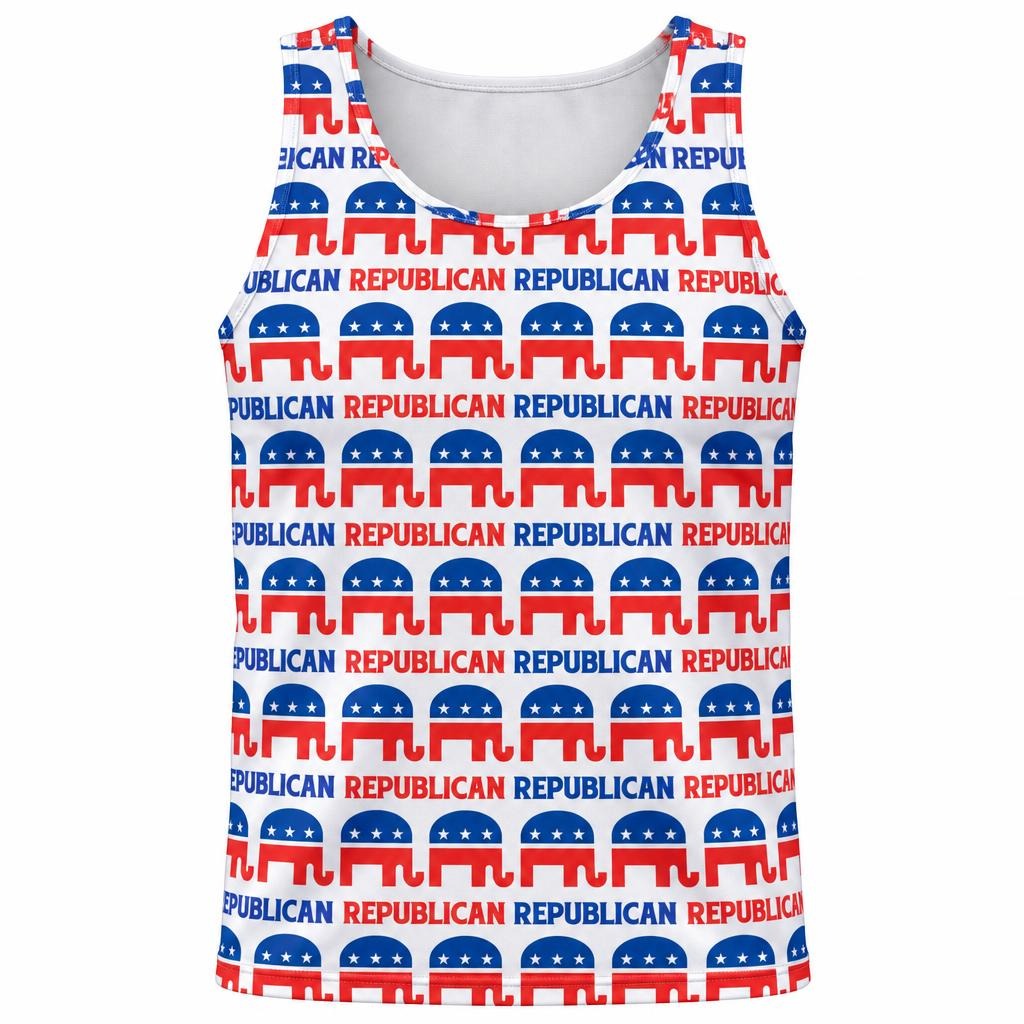 Republican Elephant Pattern All Over Men's Tank Top