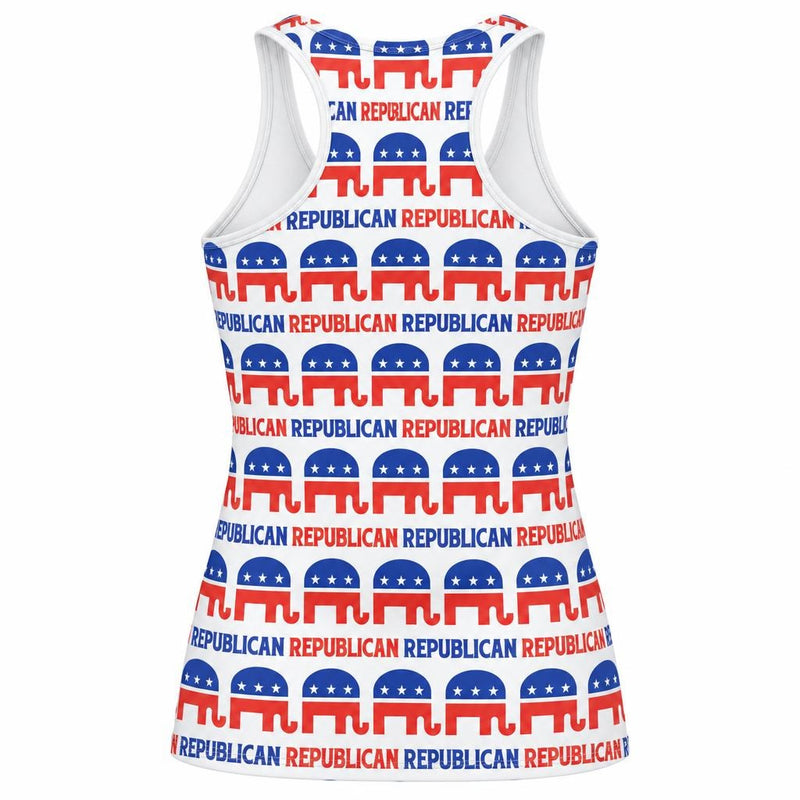 Republican Elephant Pattern All Over Women's Racerback Tank Top Women's Tank Tops Old Glory