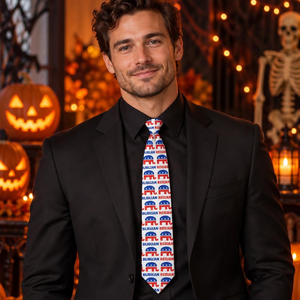 Republican Elephant Pattern All Over Men's Neck Tie
