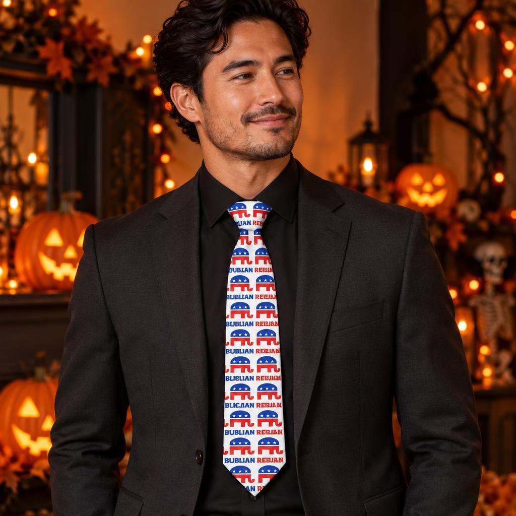 Republican Elephant Pattern All Over Men's Neck Tie