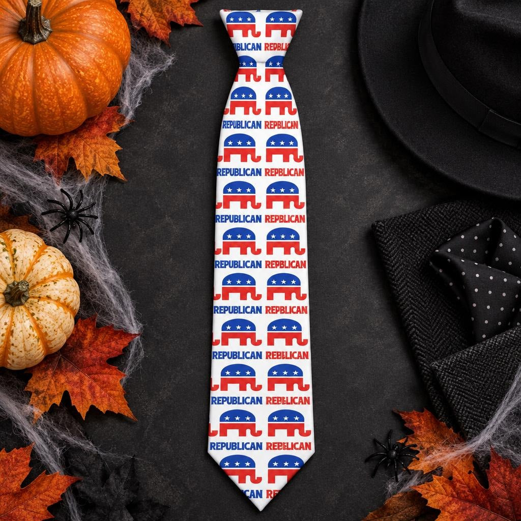 Republican Elephant Pattern All Over Men's Neck Tie