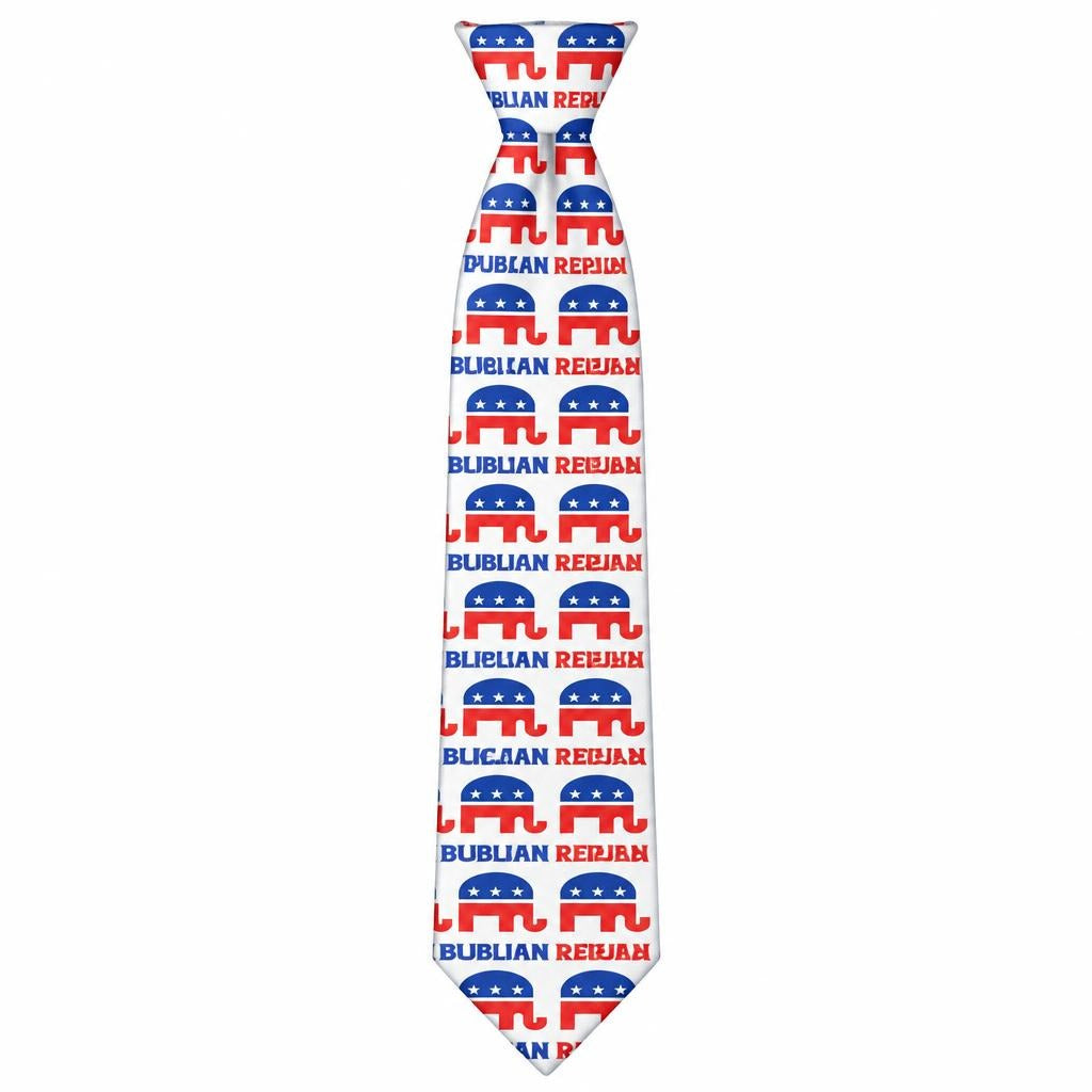 Republican Elephant Pattern All Over Men's Neck Tie