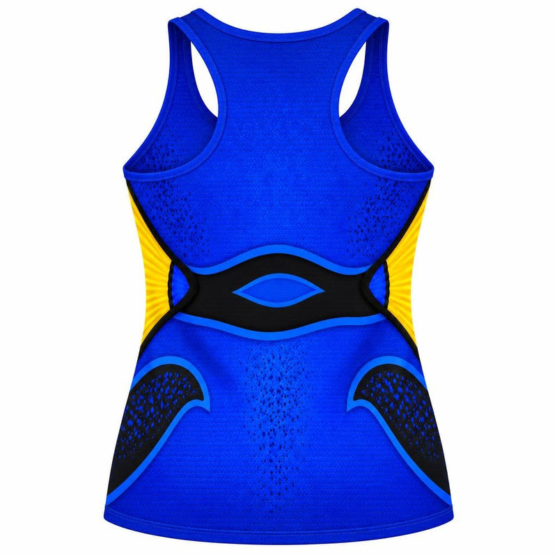 Blue Tang Fish Costume All Over Women's Racerback Tank Top Women's Tank Tops Old Glory