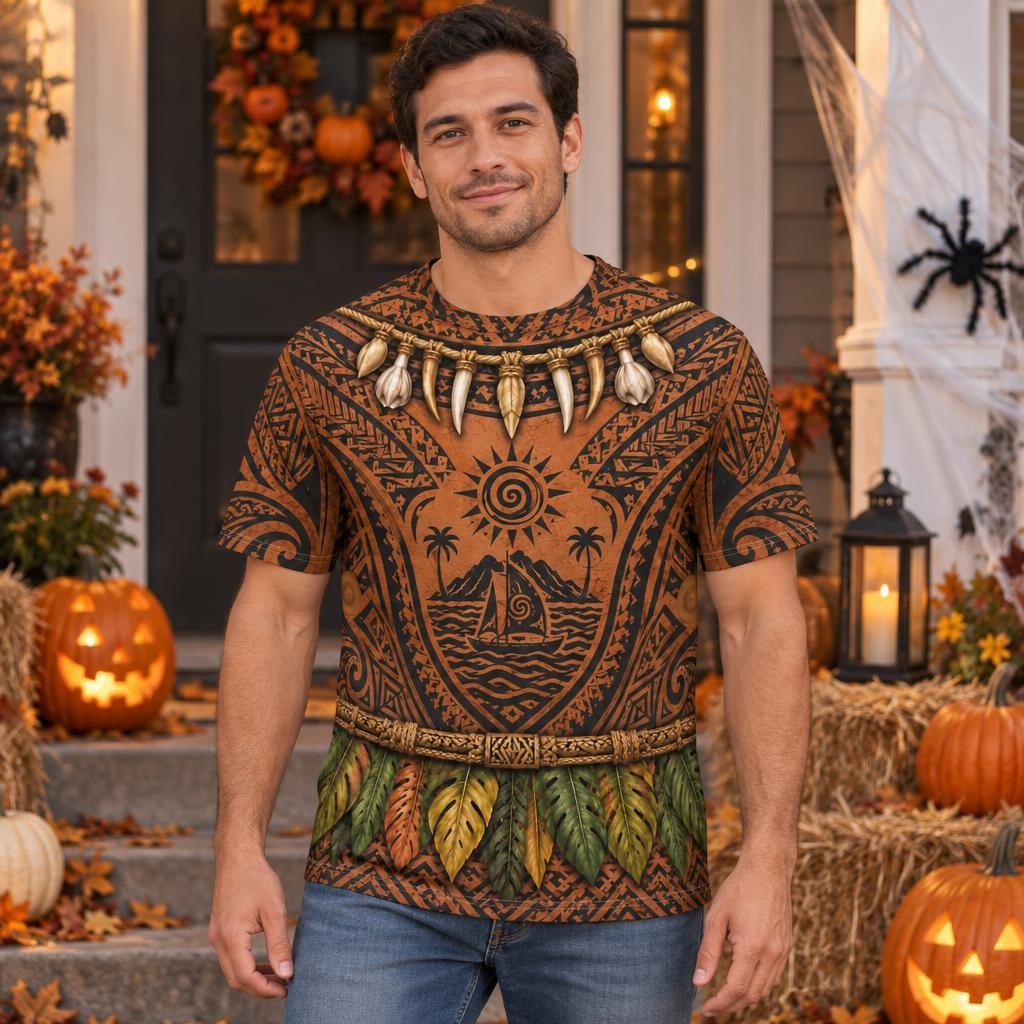 Polynesian Island Warrior Costume All Over Men's T-Shirt