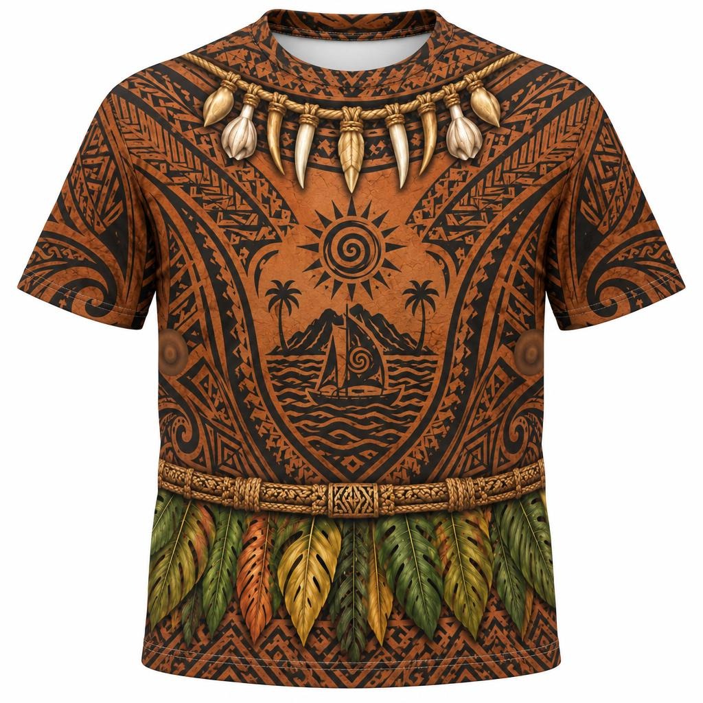 Polynesian Island Warrior Costume All Over Men's T-Shirt
