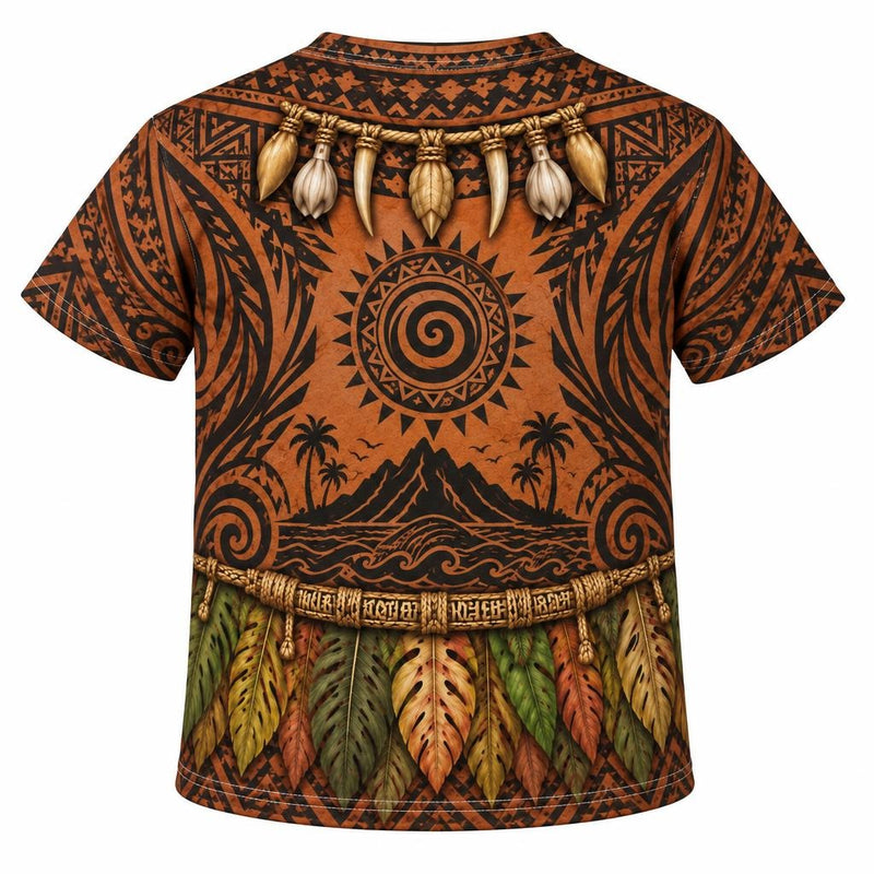 Polynesian Island Warrior Costume All Over Youth T-Shirt Youth T-Shirts Old Glory