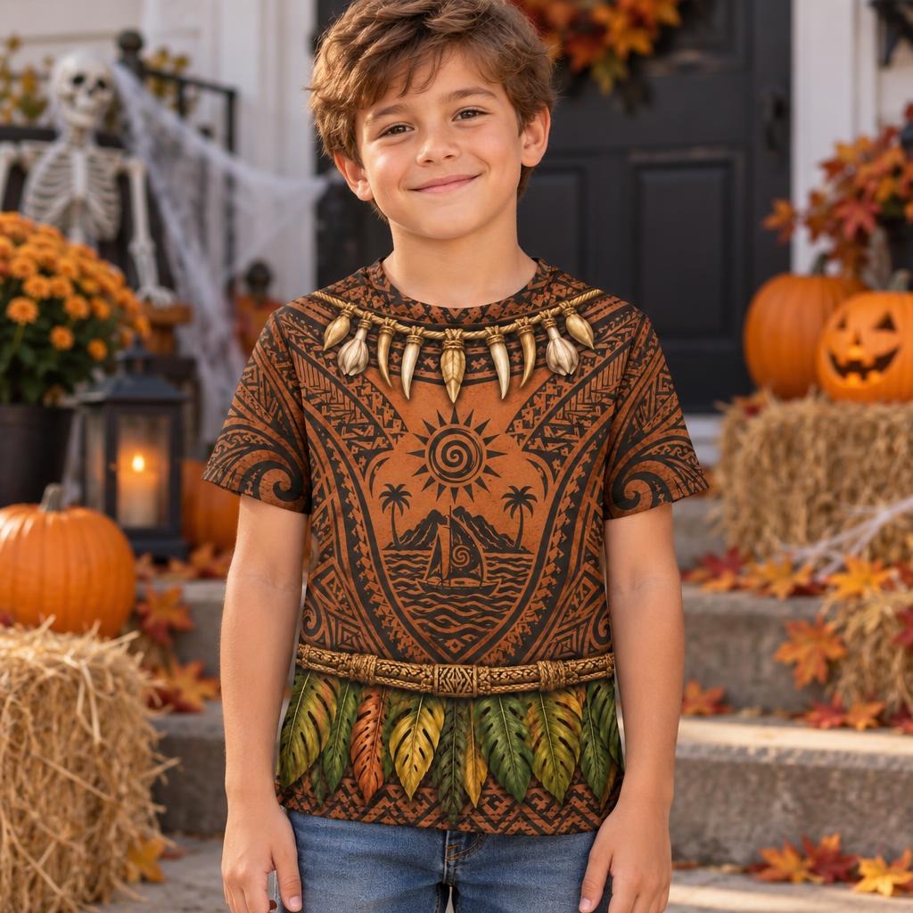Polynesian Island Warrior Costume All Over Youth T-Shirt