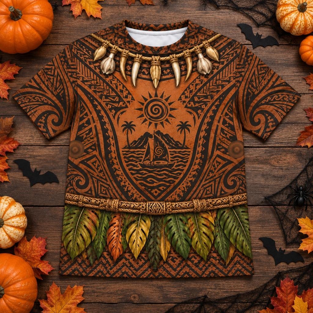 Polynesian Island Warrior Costume All Over Youth T-Shirt