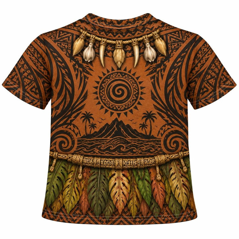 Polynesian Island Warrior Costume All Over Toddler T-Shirt Toddler T-Shirts Old Glory