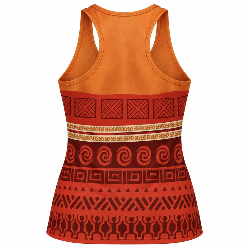 Polynesian Island Princess Costume All Over Women's Racerback Tank Top Women's Tank Tops Old Glory