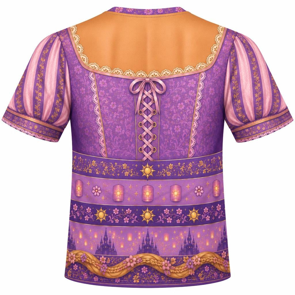 Long-Haired Tower Princess Purple Dress Costume All Over Men's T-Shirt