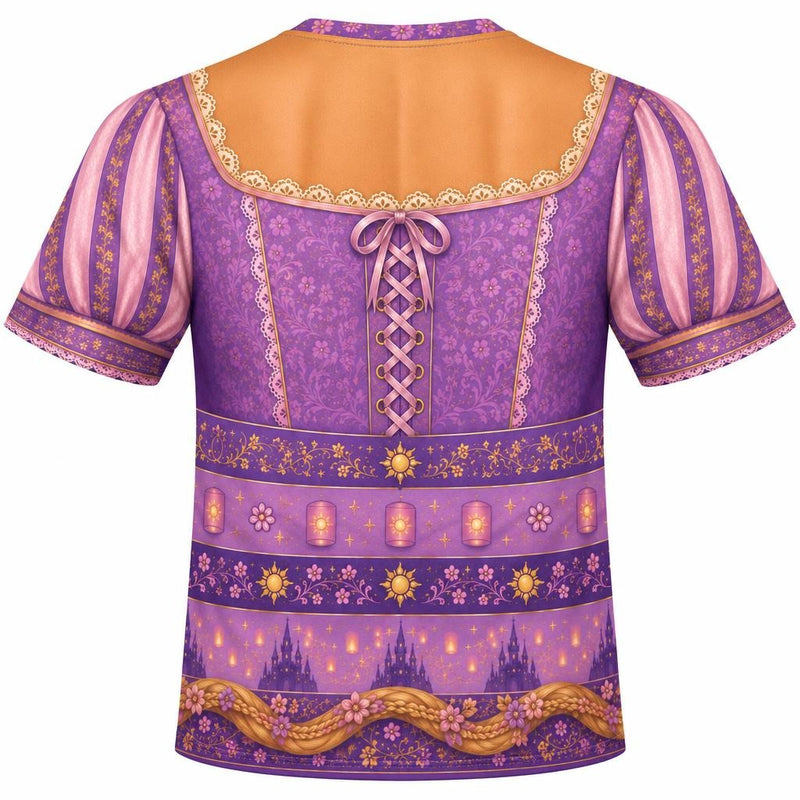Long-Haired Tower Princess Purple Dress Costume All Over Men's T-Shirt Men's T-Shirts Old Glory