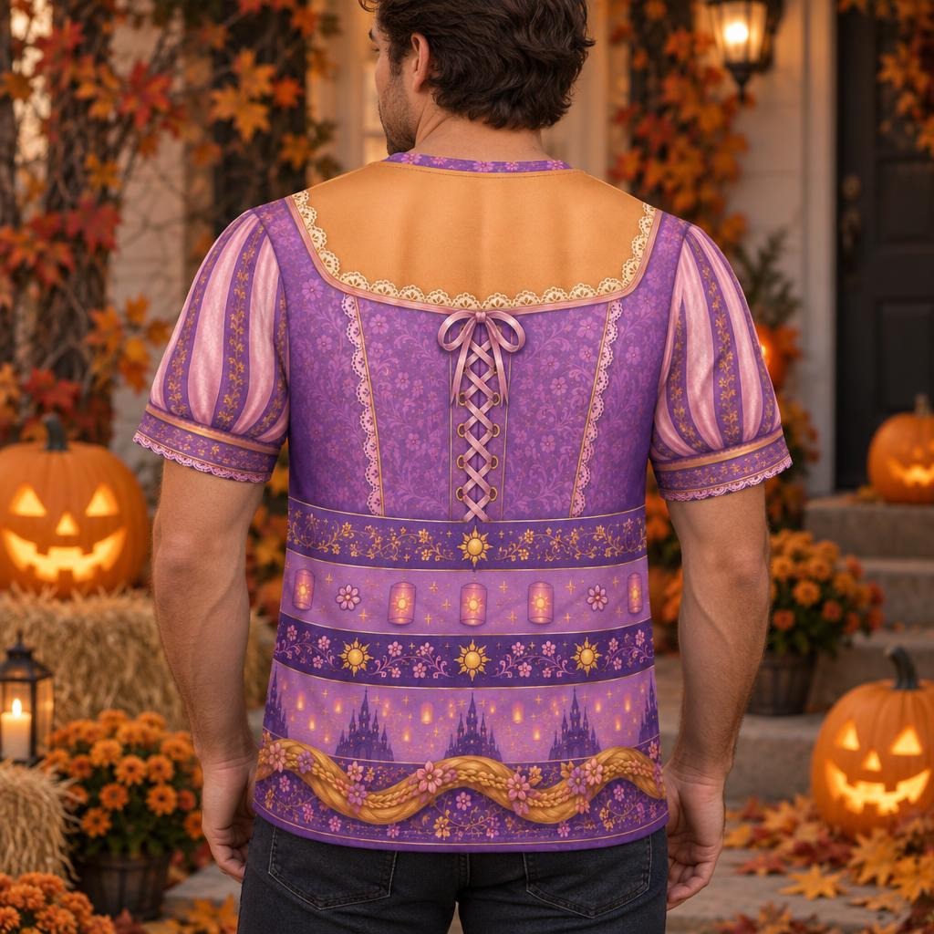 Long-Haired Tower Princess Purple Dress Costume All Over Men's T-Shirt