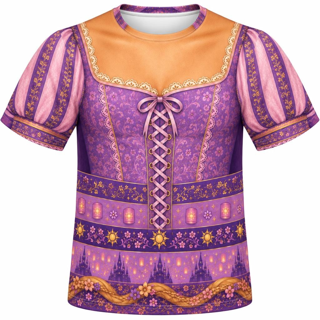 Long-Haired Tower Princess Purple Dress Costume All Over Men's T-Shirt