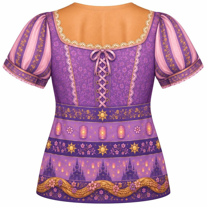 Long-Haired Tower Princess Purple Dress Costume All Over Women's T-Shirt Women's T-Shirts Old Glory