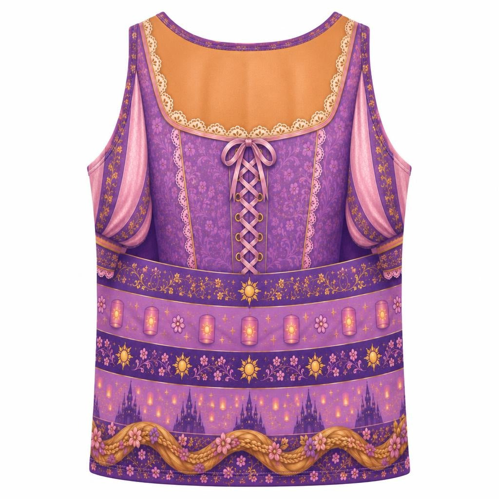 Long-Haired Tower Princess Purple Dress Costume All Over Men's Tank Top