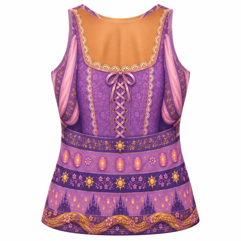 Long-Haired Tower Princess Purple Dress Costume All Over Women's Racerback Tank Top Women's Tank Tops Old Glory