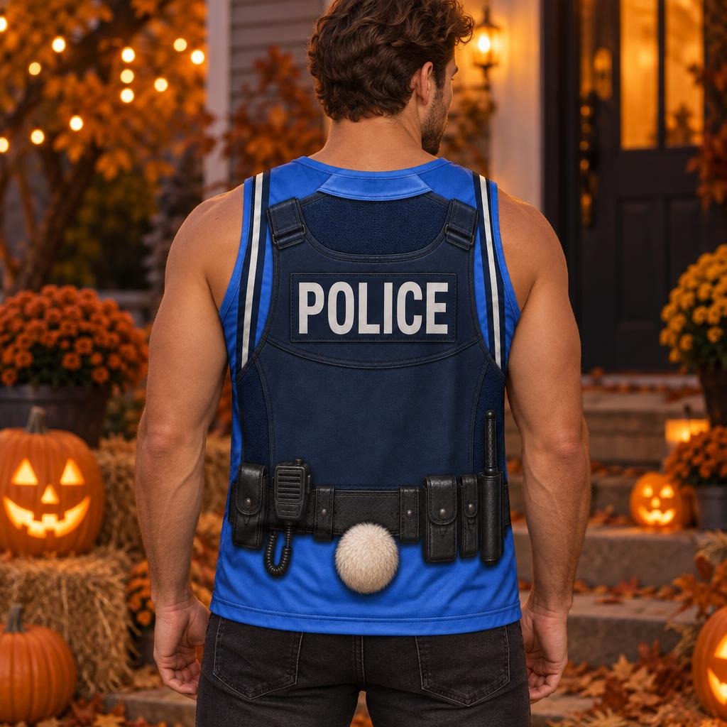 Bunny Police Officer Costume All Over Men's Tank Top