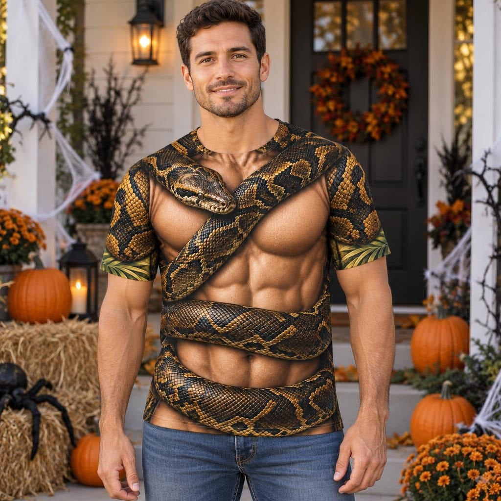 Muscular Snake Charmer Costume All Over Men's T-Shirt