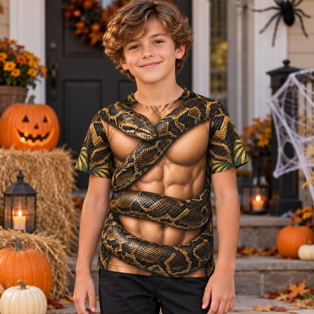 Muscular Snake Charmer Costume All Over Youth T-Shirt