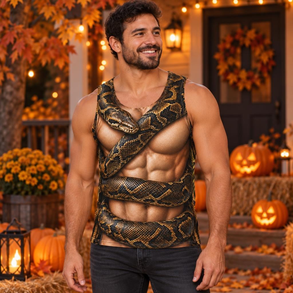 Muscular Snake Charmer Costume All Over Men's Tank Top
