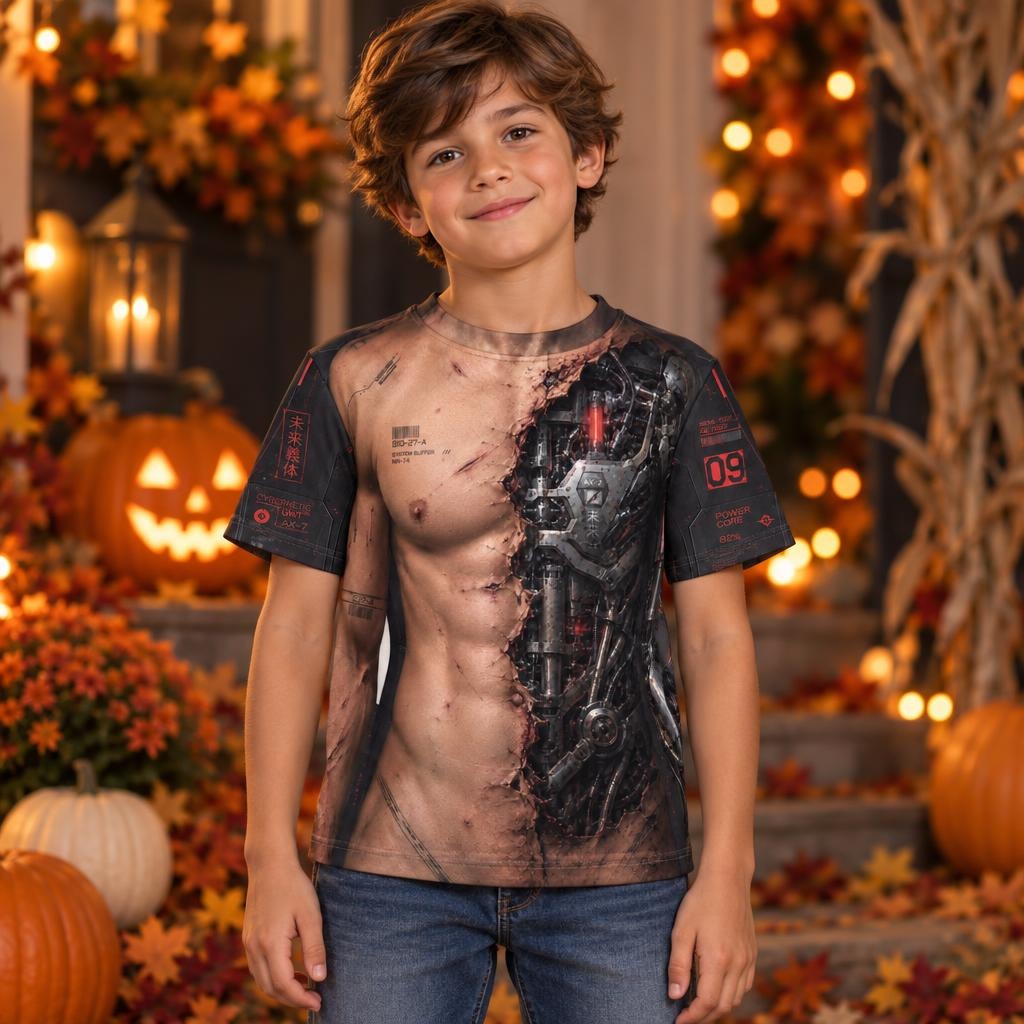 Battle-Damaged Cyborg Costume All Over Toddler T-Shirt