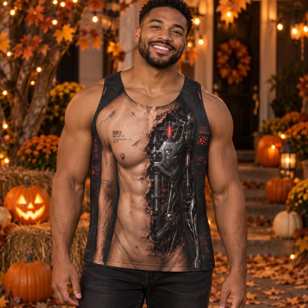 Battle-Damaged Cyborg Costume All Over Men's Tank Top