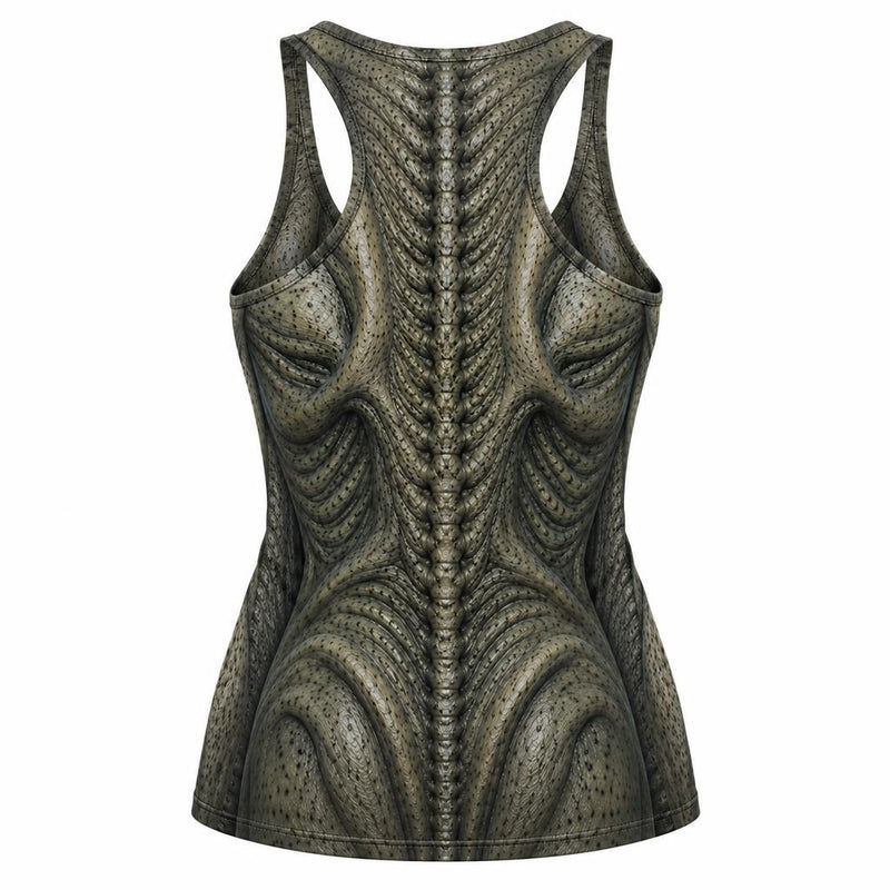 Gray Alien Creature Costume All Over Women's Racerback Tank Top Women's Tank Tops Old Glory