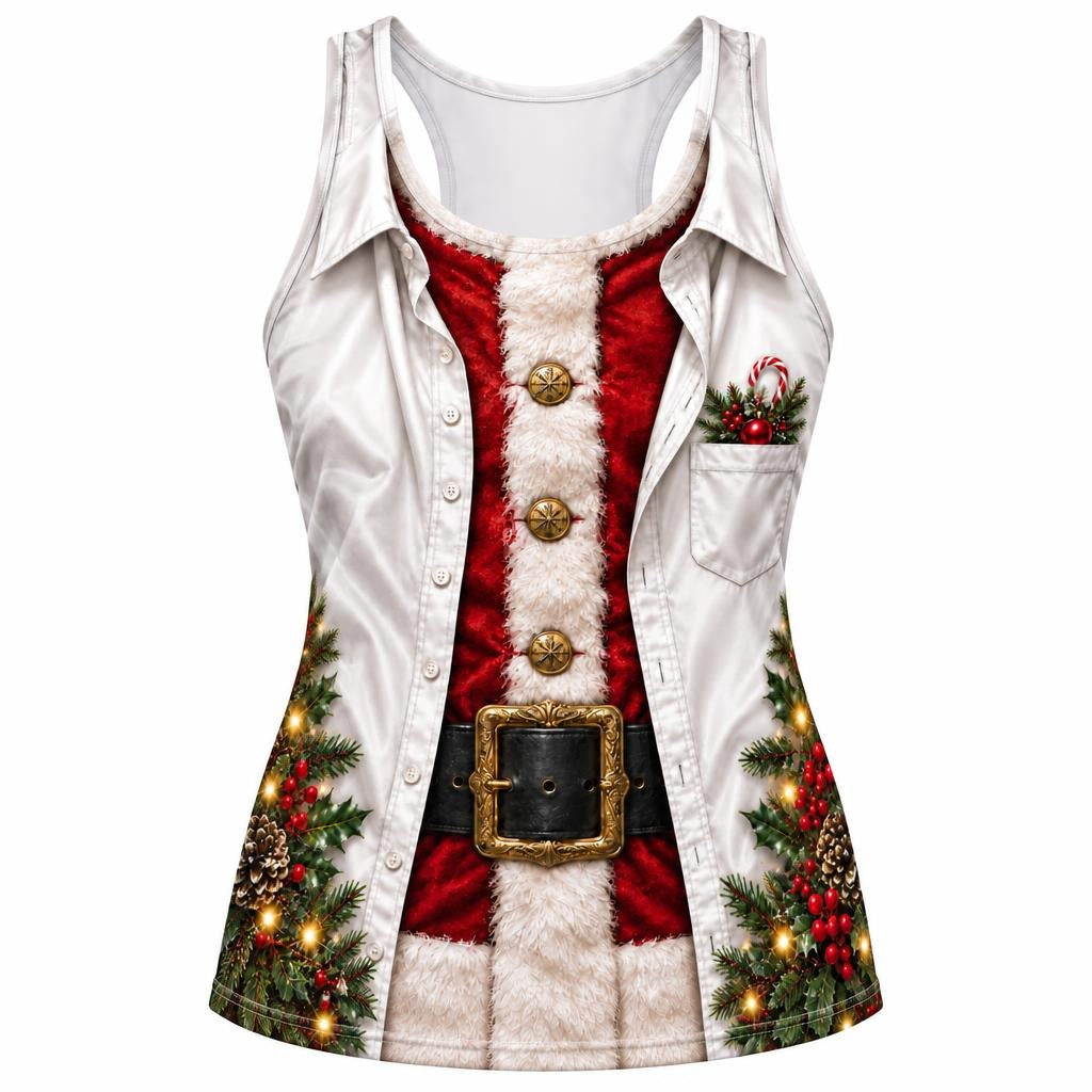 Santa Vacation Shirt Costume All Over Women's Racerback Tank Top