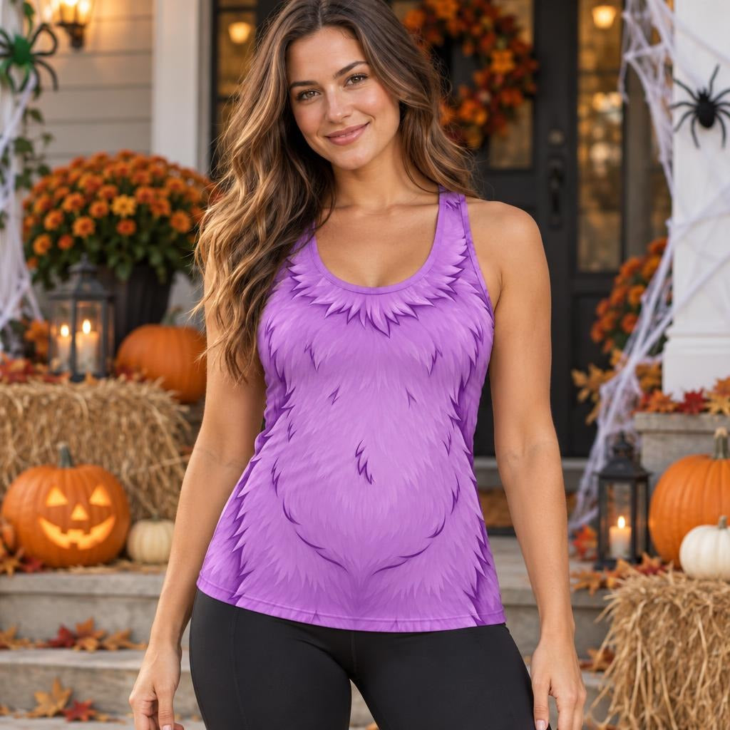 Oddly Adorable Purple Monster All Over Women's Racerback Tank Top