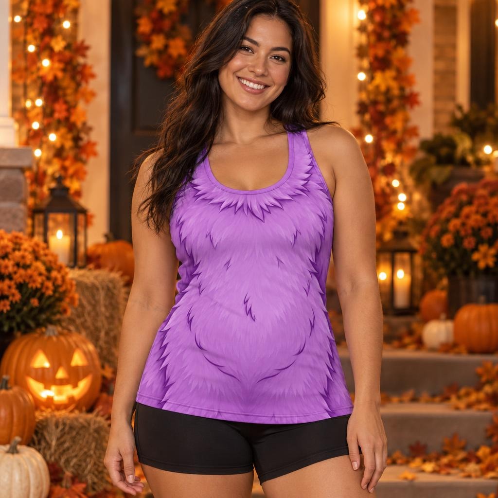 Oddly Adorable Purple Monster All Over Women's Racerback Tank Top