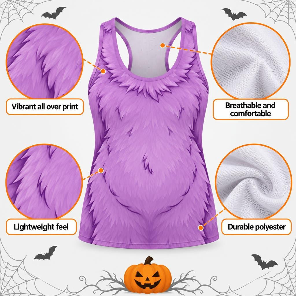 Oddly Adorable Purple Monster All Over Women's Racerback Tank Top