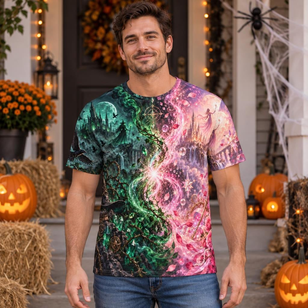 Pink & Green Witch Enchantment All Over Men's T-Shirt