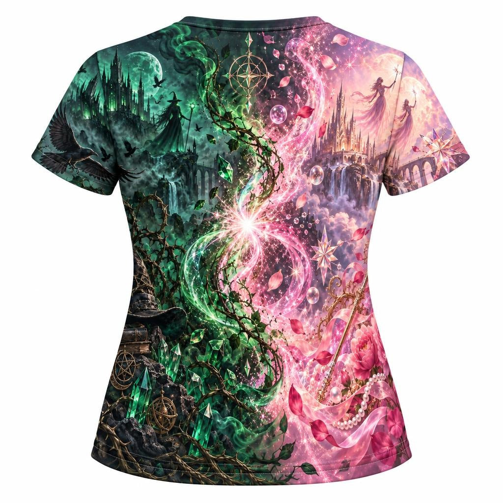 Pink & Green Witch Enchantment All Over Women's T-Shirt