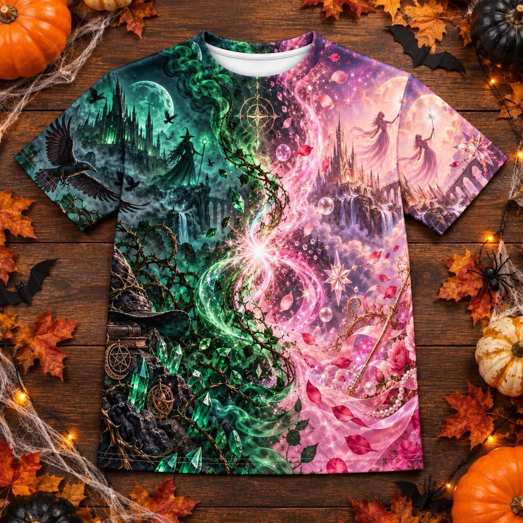 Pink & Green Witch Enchantment All Over Youth T-Shirt