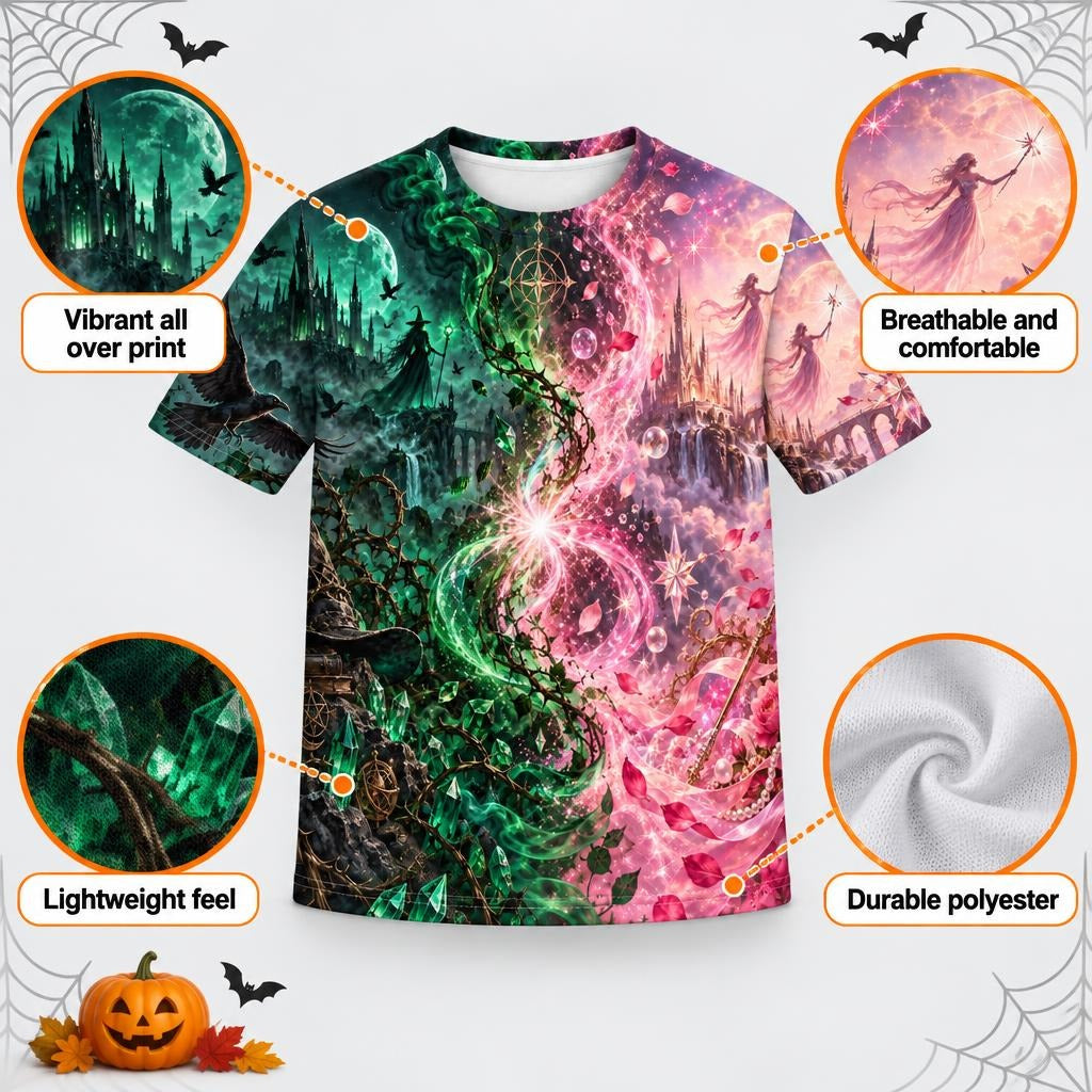 Pink & Green Witch Enchantment All Over Youth T-Shirt