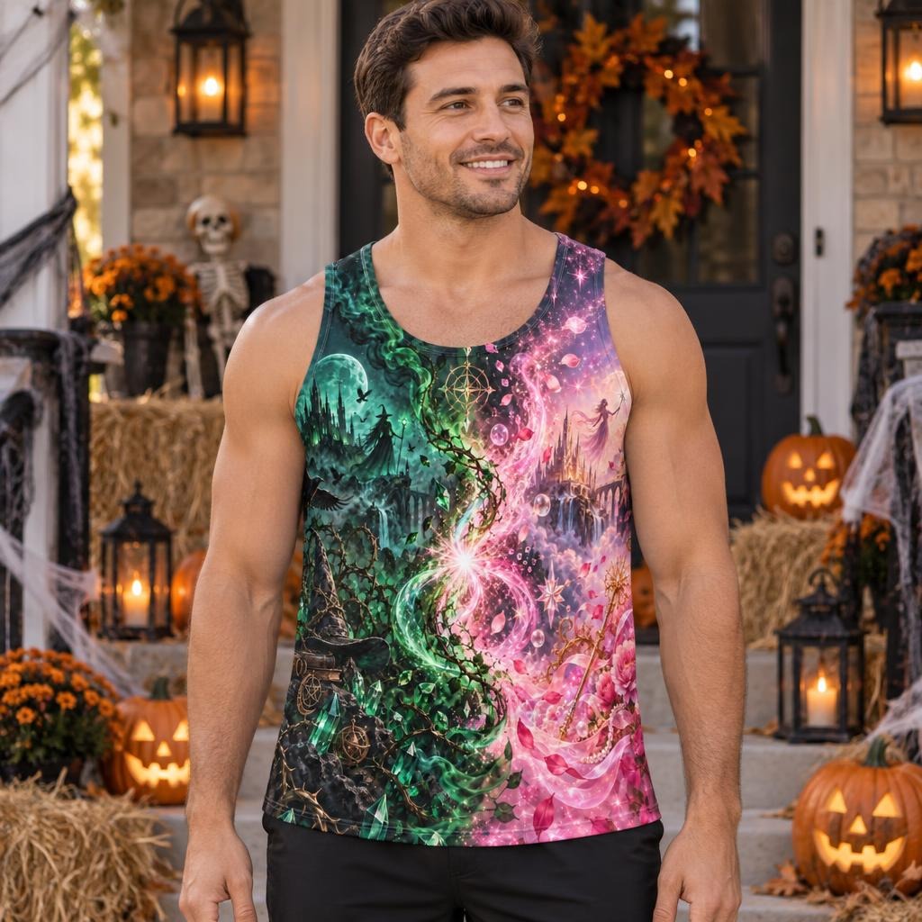 Pink & Green Witch Enchantment All Over Men's Tank Top