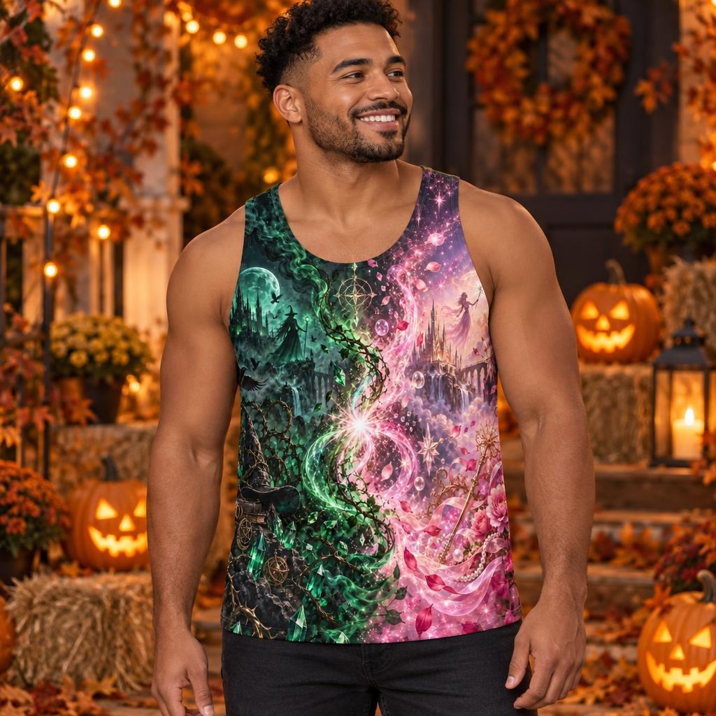 Pink & Green Witch Enchantment All Over Men's Tank Top