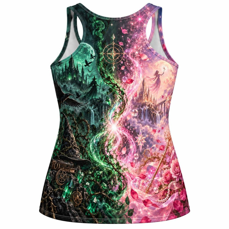 Pink & Green Witch Enchantment All Over Women's Racerback Tank Top Women's Tank Tops Old Glory